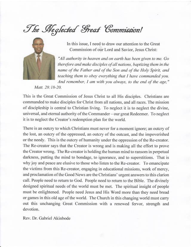 The Neglected Great Commission